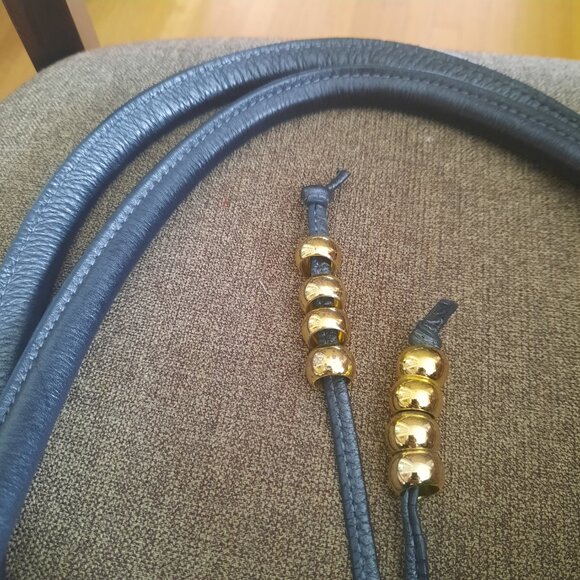 Large Aqua Madonna drawstring leather bag - Picture 11 of 14